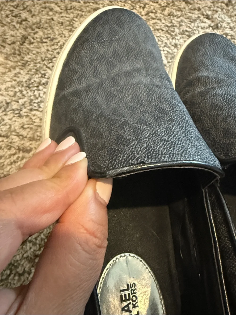 Michael Kors Black Slip-On Loafers with White Soles